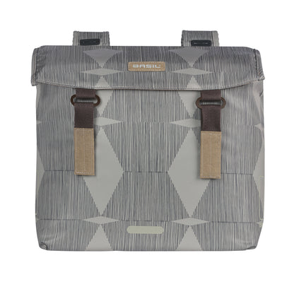 Basil Elegance Double Bicycle Pannier 40L Taupe, Velcro attachment to luggage rack, 49x36x8 cm