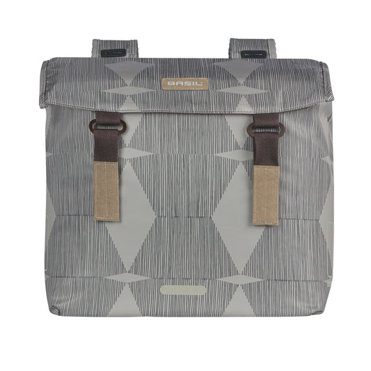 Sacoche arrière vélo double Basil élegance 40l taupe fixation velcros sur porte bagage 49x36x8 cm