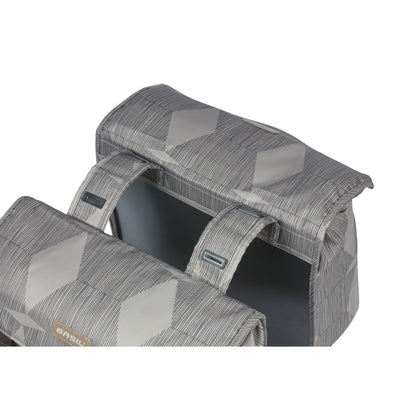 Basil Elegance Double Bicycle Pannier 40L Taupe, Velcro attachment to luggage rack, 49x36x8 cm