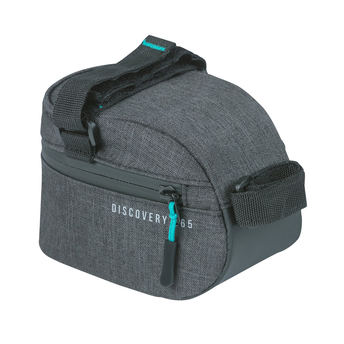 Sacoche de selle vélo Basil discovery 1l gris-noir fixation sangles sur chariot de selle polyester imperméable avec Housse anti-pluie