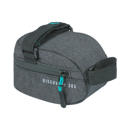 Sacoche de selle vélo Basil discovery 0.5l gris-noir fixation sangles sur chariot de selle polyester imperméable avec Housse anti-pluie