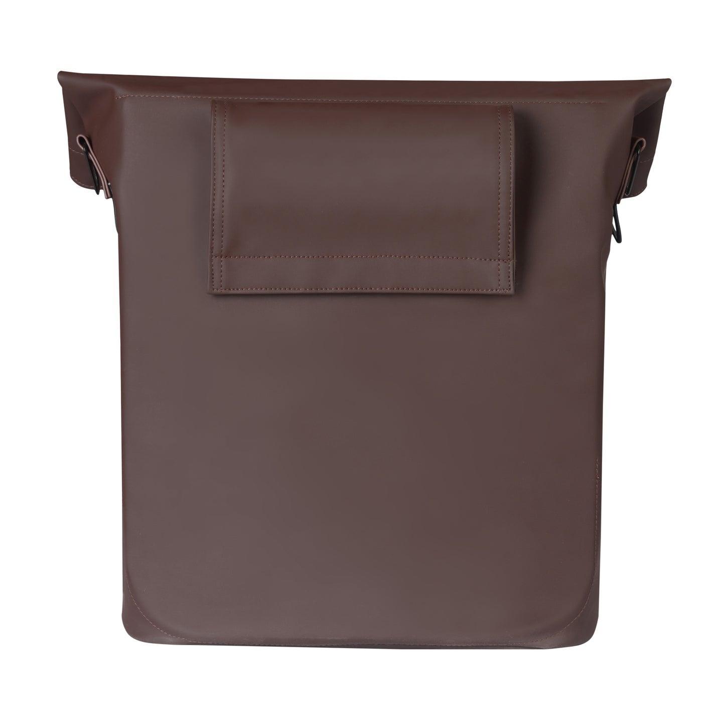 Sacoche arrière vélo latérale sac bandoulière Basil city shopper vegan marron imitation cuir droit-gauche 14-16l fixation hook-on porte bagage fermeture pliante anti-pluie avec réflechissant