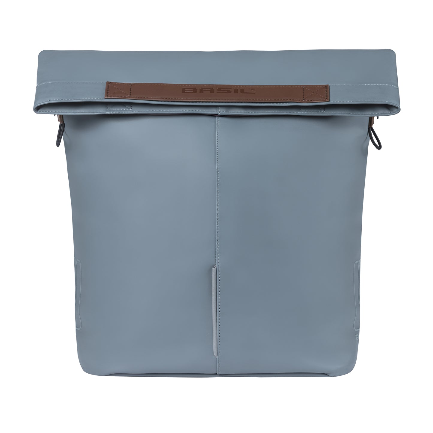 Sacoche arrière vélo latérale sac bandoulière Basil city shopper vegan bleu imitation cuir droit-gauche 14-16l fixation hook-on porte bagage fermeture pliante anti-pluie avec réflechissant