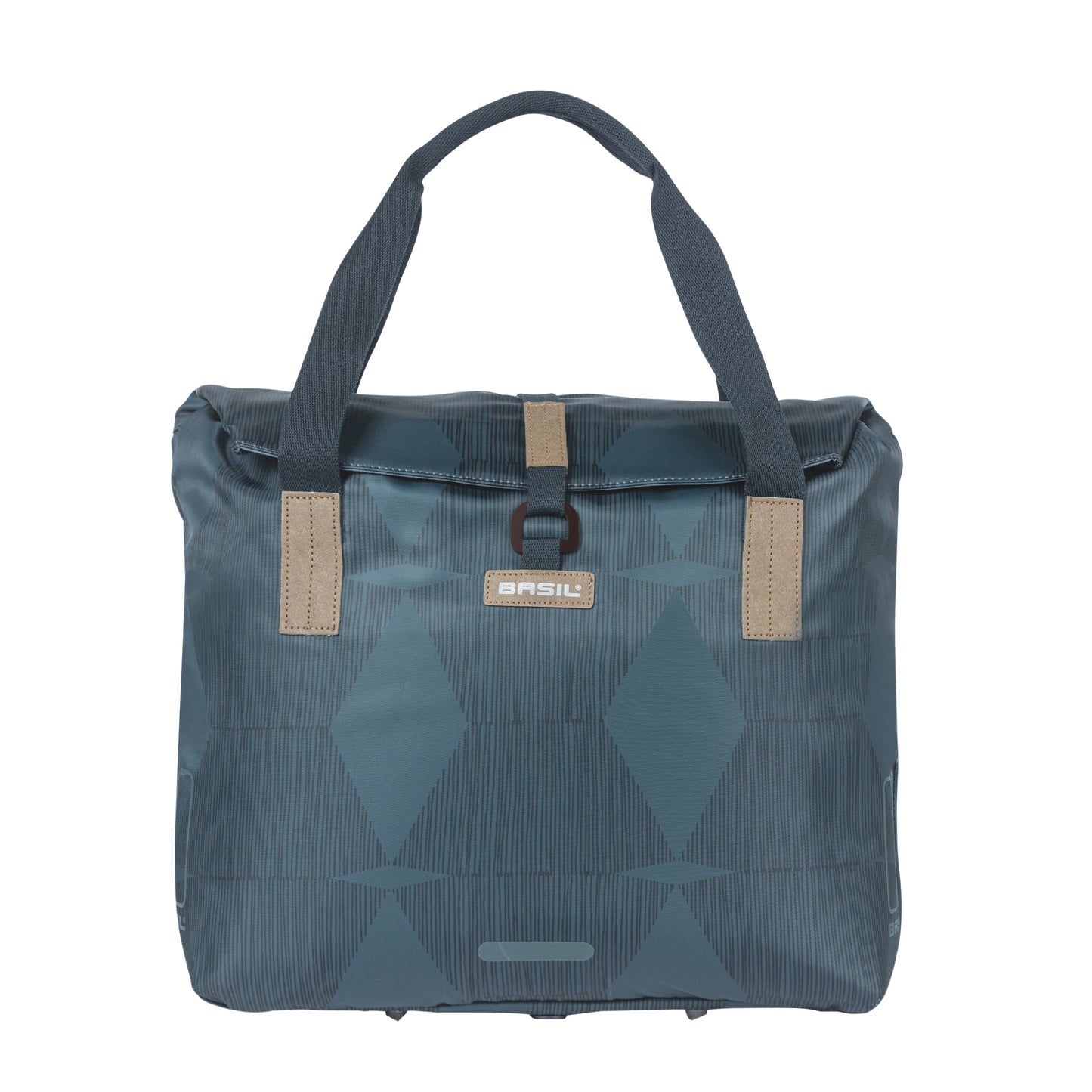 Sacoche arrière vélo latérale sac bandoulière Basil city shopper élegance bleu estate droit-gauche 20-26l fixation hook-on porte bagage fermeture pliante anti-pluie