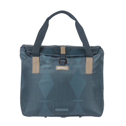 Sacoche arrière vélo latérale sac bandoulière Basil city shopper élegance bleu estate droit-gauche 20-26l fixation hook-on porte bagage fermeture pliante anti-pluie
