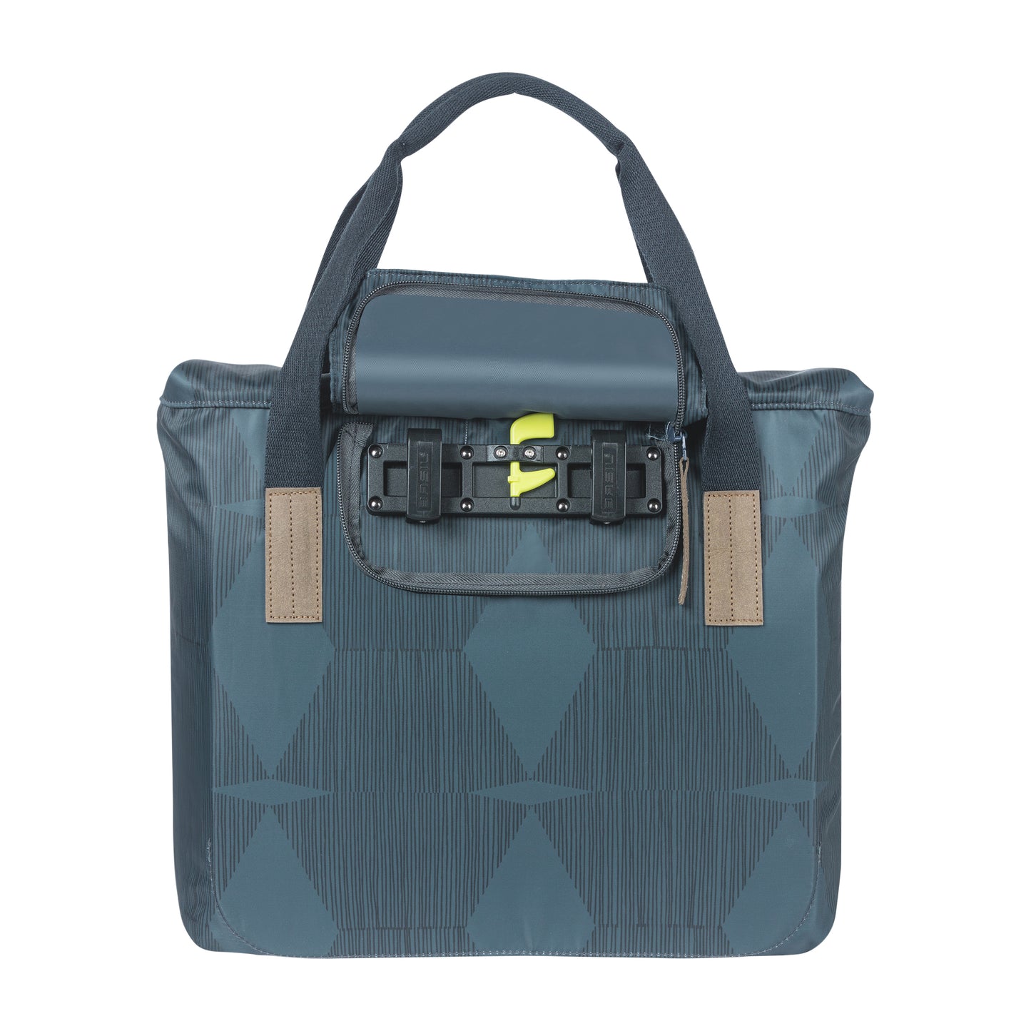 Sacoche arrière vélo latérale sac bandoulière Basil city shopper élegance bleu estate droit-gauche 20-26l fixation hook-on porte bagage fermeture pliante anti-pluie