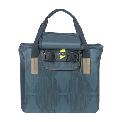 Sacoche arrière vélo latérale sac bandoulière Basil city shopper élegance bleu estate droit-gauche 20-26l fixation hook-on porte bagage fermeture pliante anti-pluie