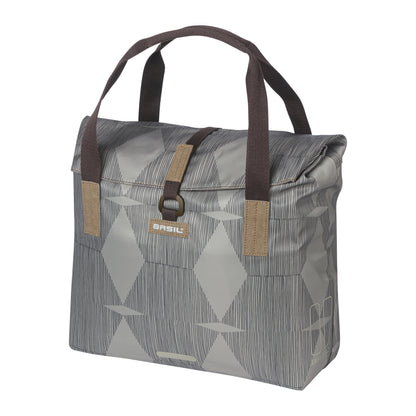 Sacoche arrière vélo latérale sac bandoulière Basil city shopper élegance taupe droit-gauche 20-26l fixation hook-on porte bagage fermeture pliante anti-pluie