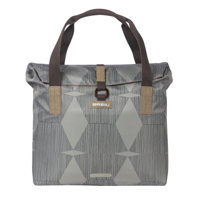 Sacoche arrière vélo latérale sac bandoulière Basil city shopper élegance taupe droit-gauche 20-26l fixation hook-on porte bagage fermeture pliante anti-pluie