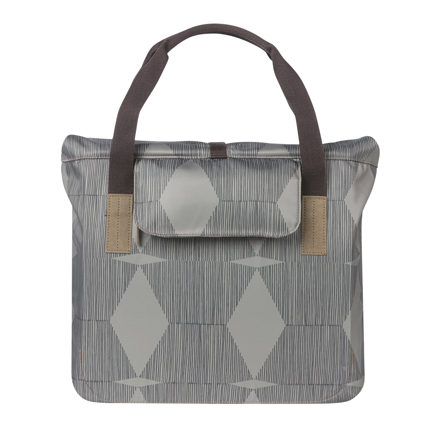 Sacoche arrière vélo latérale sac bandoulière Basil city shopper élegance taupe droit-gauche 20-26l fixation hook-on porte bagage fermeture pliante anti-pluie