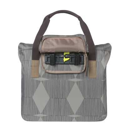 Sacoche arrière vélo latérale sac bandoulière Basil city shopper élegance taupe droit-gauche 20-26l fixation hook-on porte bagage fermeture pliante anti-pluie