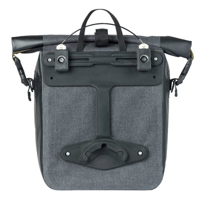 Sacoche arrière vélo latérale Basil navigator cyclotouriste waterproof 12-15l noir fixation mik studs sur porte bagage 32x15x25.5cm
