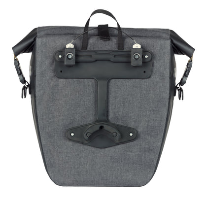 Sacoche arrière vélo latérale Basil navigator cyclotouriste waterproof 25-31l noir fixation mik studs sur porte bagage 32x15x37cm