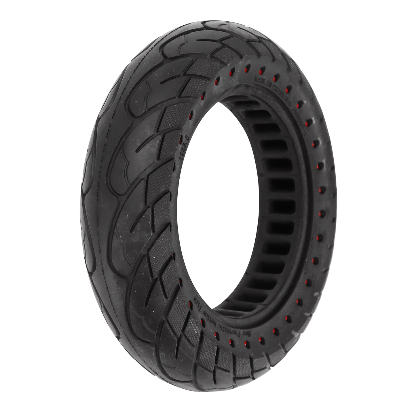 Pneu Trottinette plein 10 X 2.50 Noir Point Rouge (Jante Largeur 34mm)