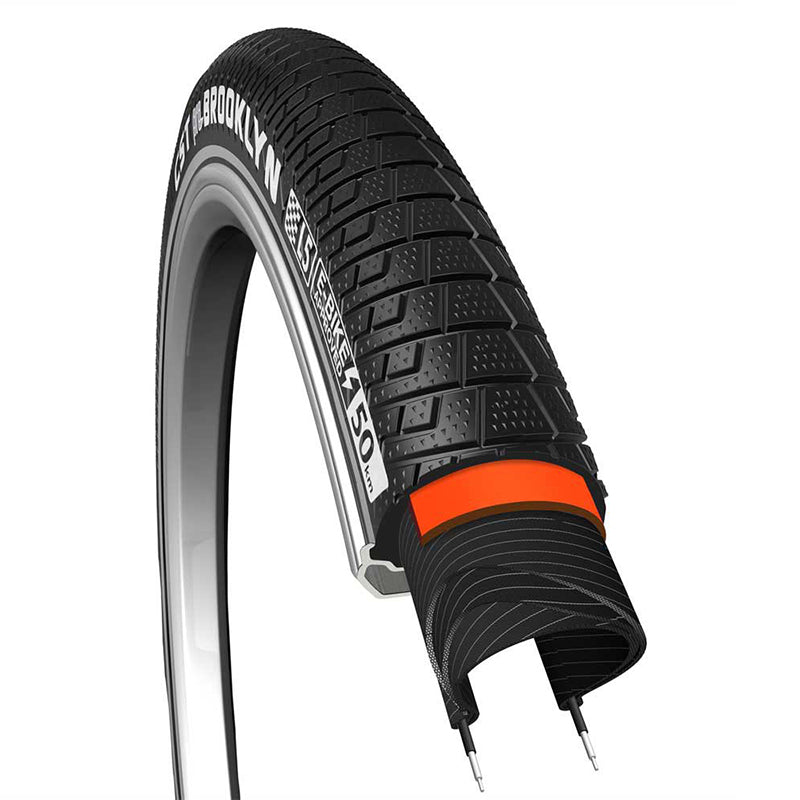 Pneu Cargo - VTC Urbain 700 X 38 CST Brooklyn Noir TR (40-622) Renfort flanc Reflex Compatible VAE (Supporte 145kgs) Protection Maximale