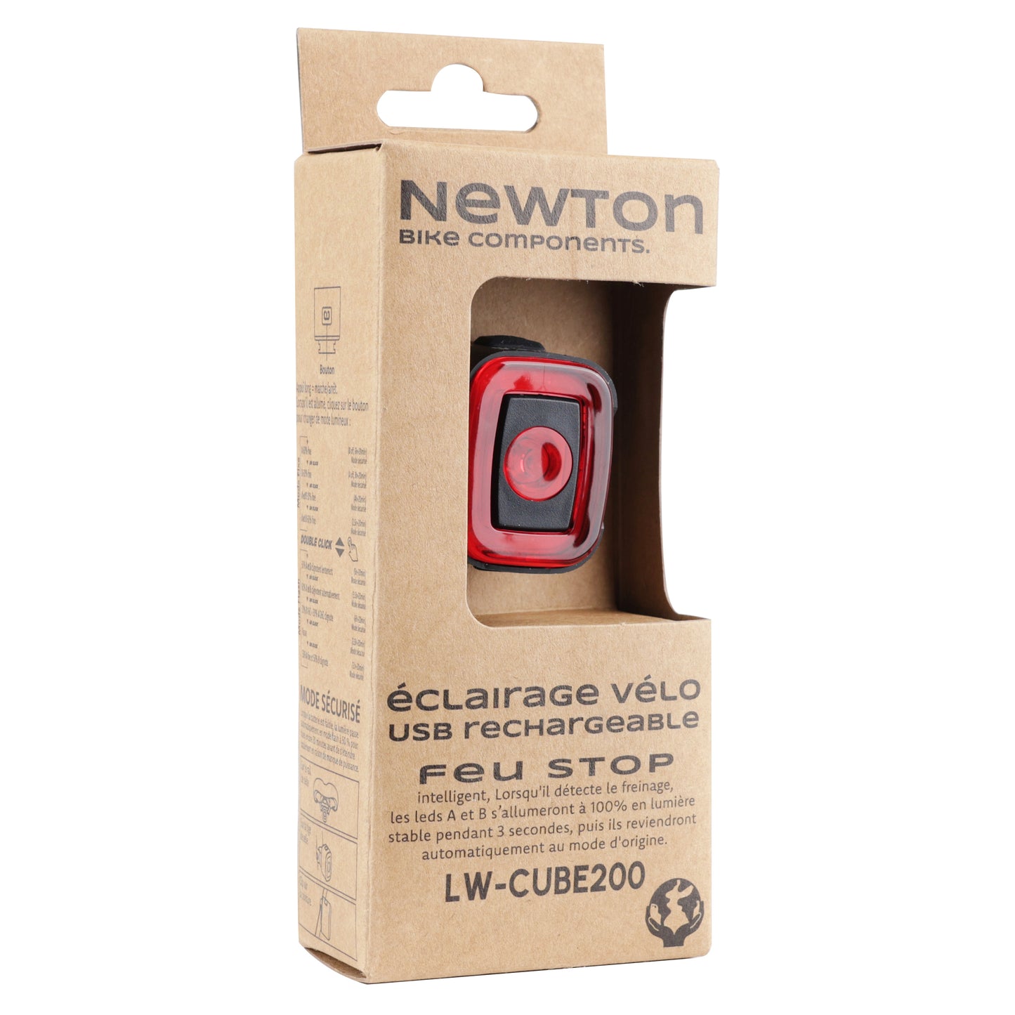 Newton USB Rechargeable Rear Bicycle Light for Seat Post or Seat Stay