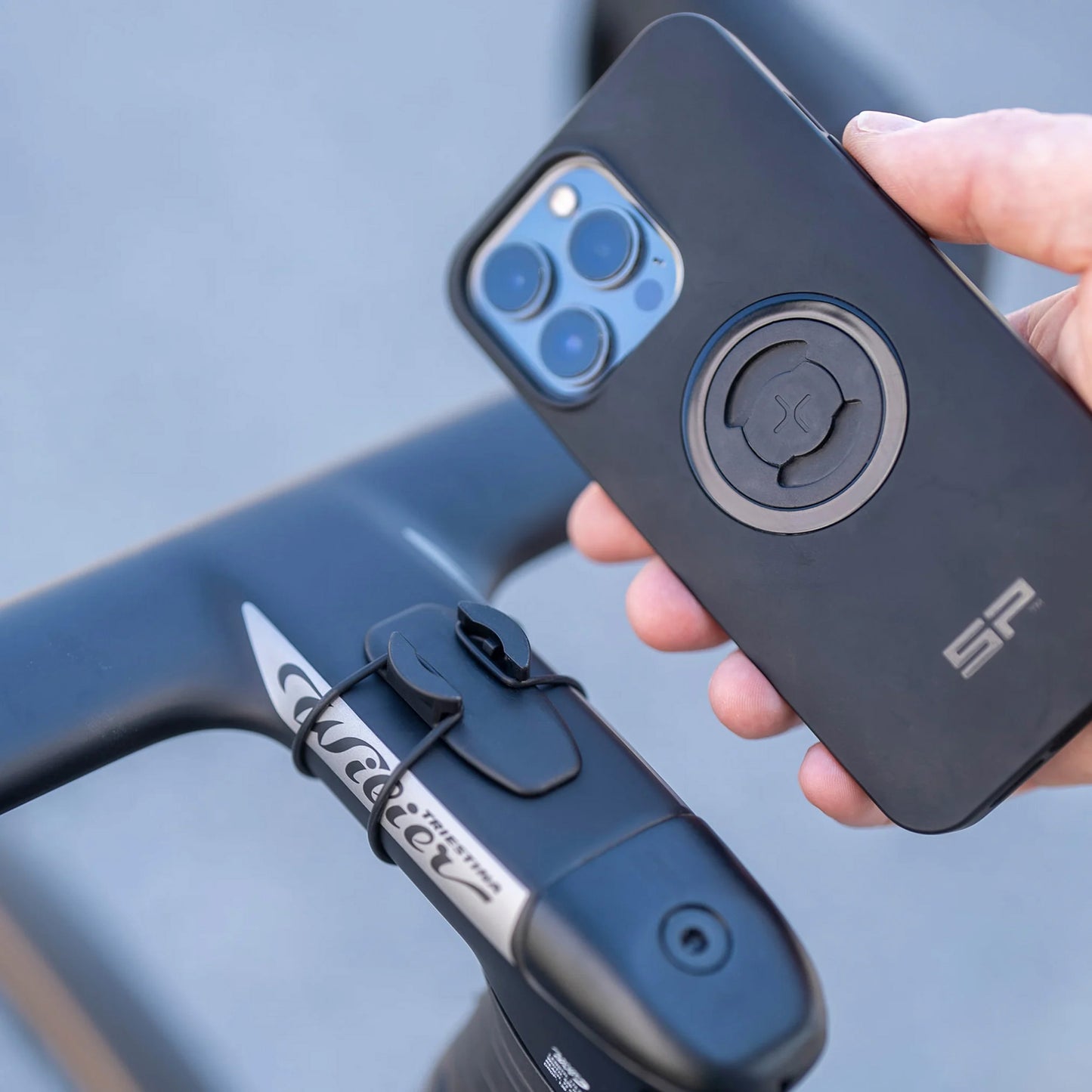 Support smartphone-téléphone vélo Sp Connect vendu à l'unité fixation guidon double anneau souple noir spc+