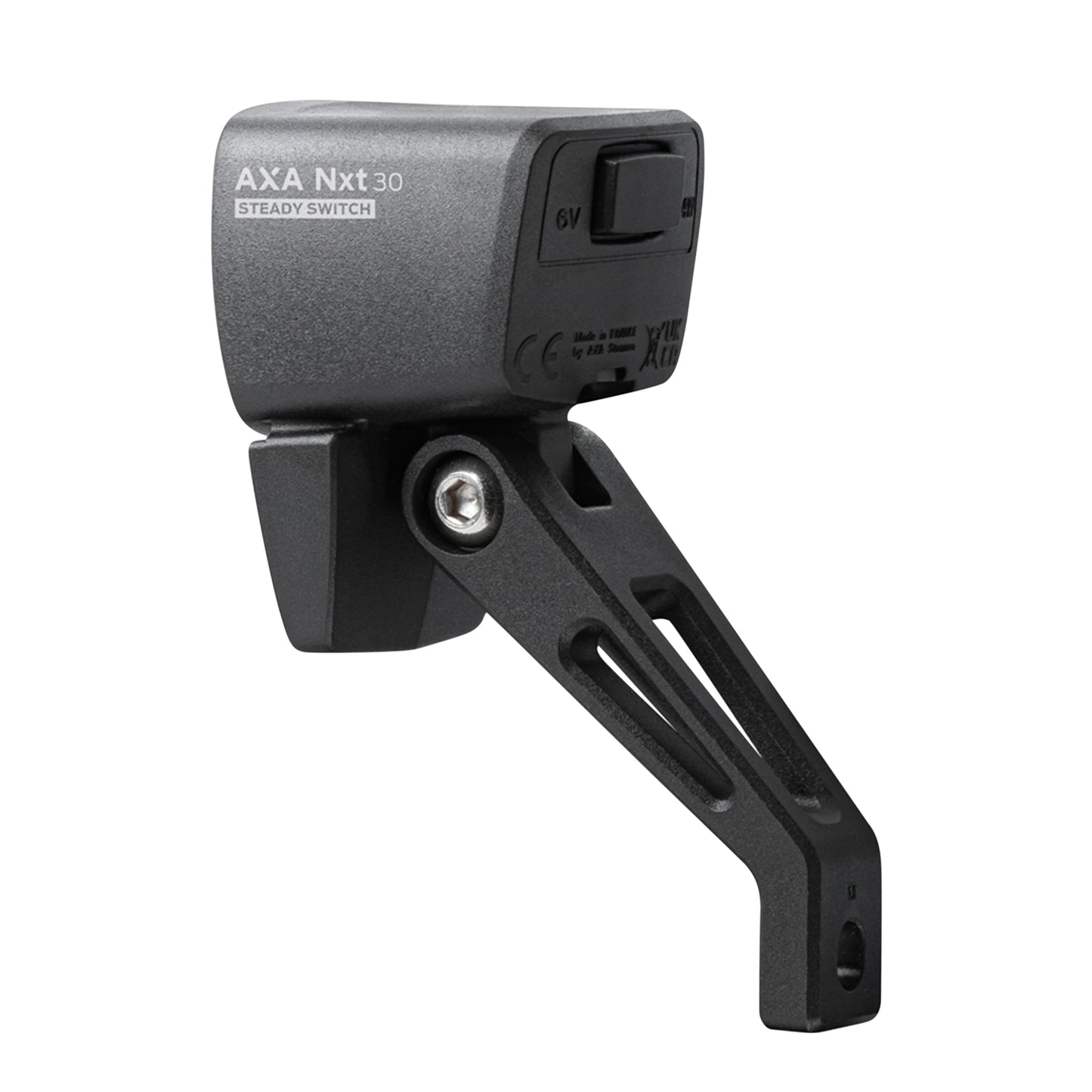Bicycle light for front dynamo hub on AXA nxt 30 lux black fork