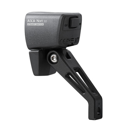 Bicycle light for front dynamo hub on AXA nxt 30 lux black fork