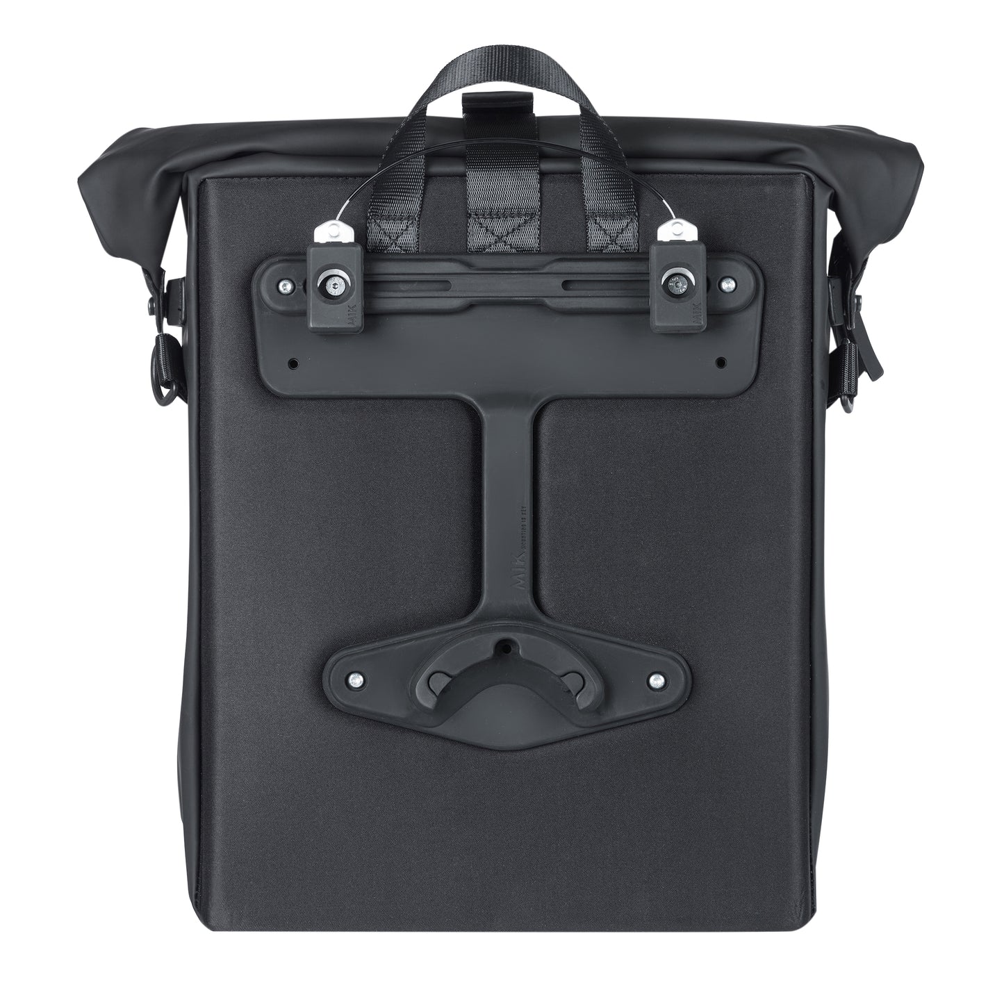 Sacoche arrière sac à dos vélo latérale Basil soho 17l noir fixation porte bagage avec système mik studs 31x16x37cm avec éclairage led