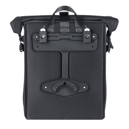 Sacoche arrière sac à dos vélo latérale Basil soho 17l noir fixation porte bagage avec système mik studs 31x16x37cm avec éclairage led