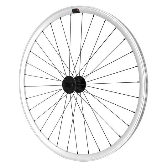Roue PCP route fixie patin PCP argent avant écrous jante 17C profil 28mm