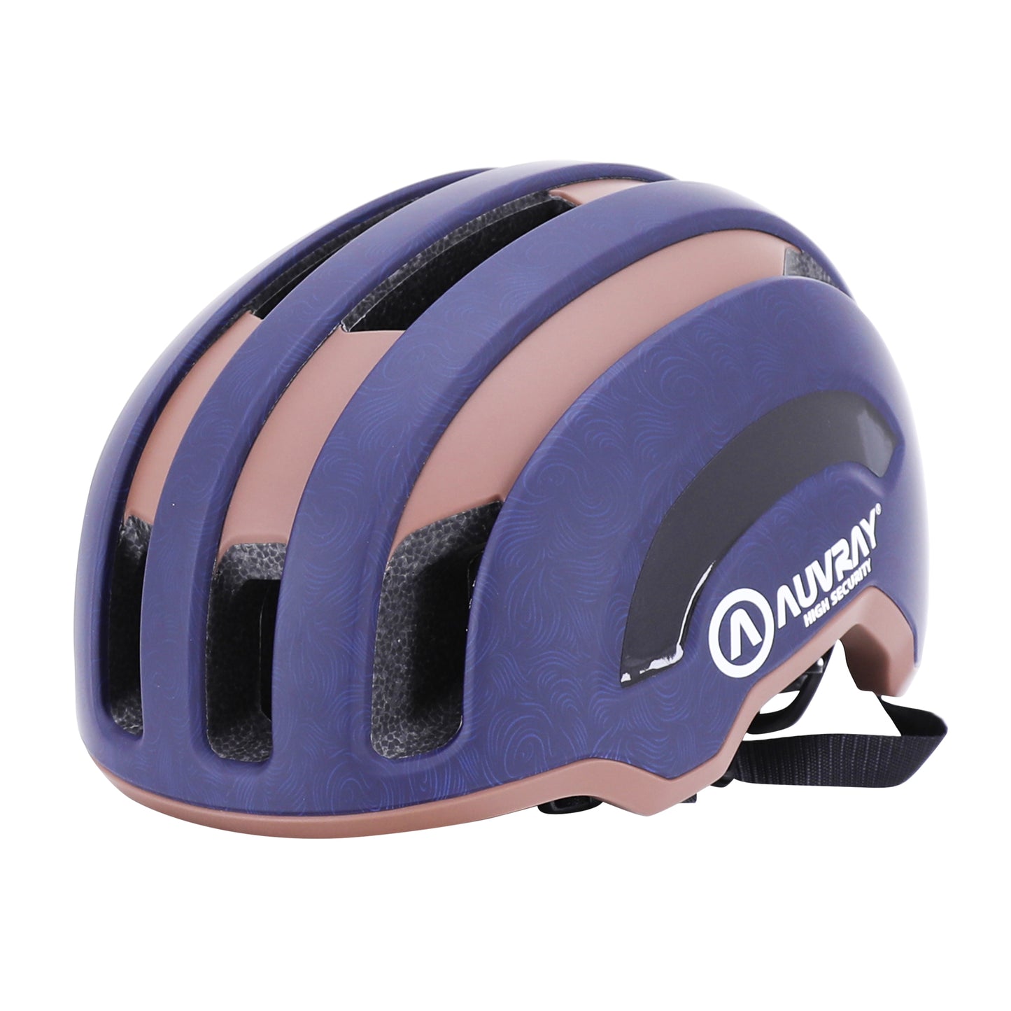 Casque vélo adulte Auvray urbain safe marine-marron double in-mold avec éclairage intégré USB