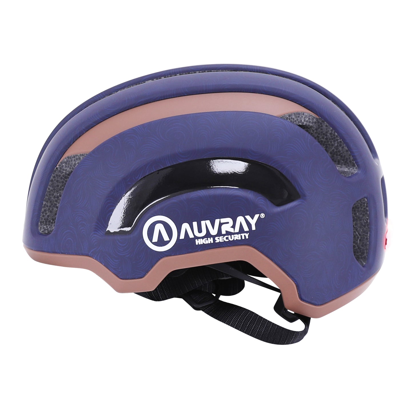 Casque vélo adulte Auvray urbain safe marine-marron double in-mold avec éclairage intégré USB