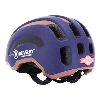 Casque vélo adulte Auvray urbain safe marine-marron double in-mold avec éclairage intégré USB