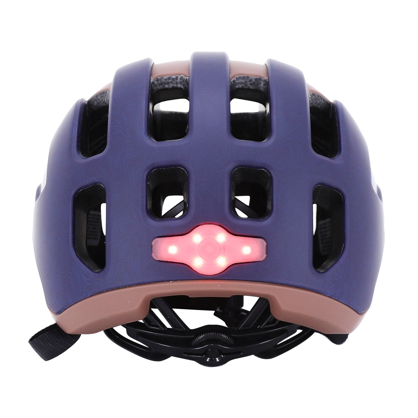 Casque vélo adulte Auvray urbain safe marine-marron double in-mold avec éclairage intégré USB