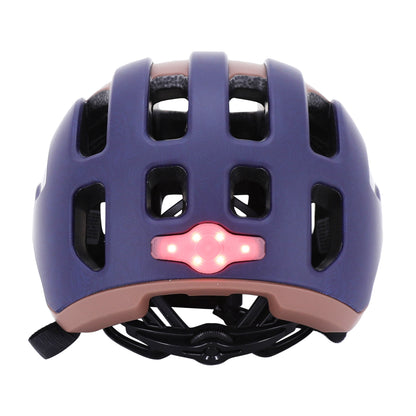 Casque vélo adulte Auvray urbain safe marine-marron double in-mold avec éclairage intégré USB