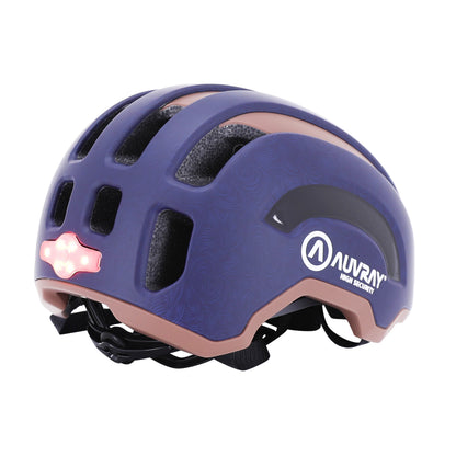 Casque vélo adulte Auvray urbain safe marine-marron double in-mold avec éclairage intégré USB