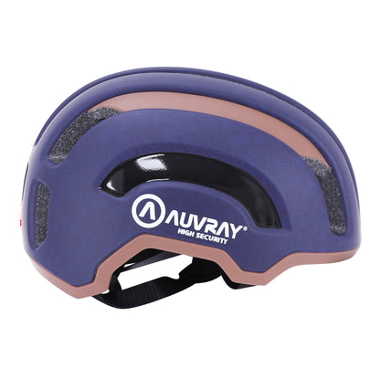 Casque vélo adulte Auvray urbain safe marine-marron double in-mold avec éclairage intégré USB