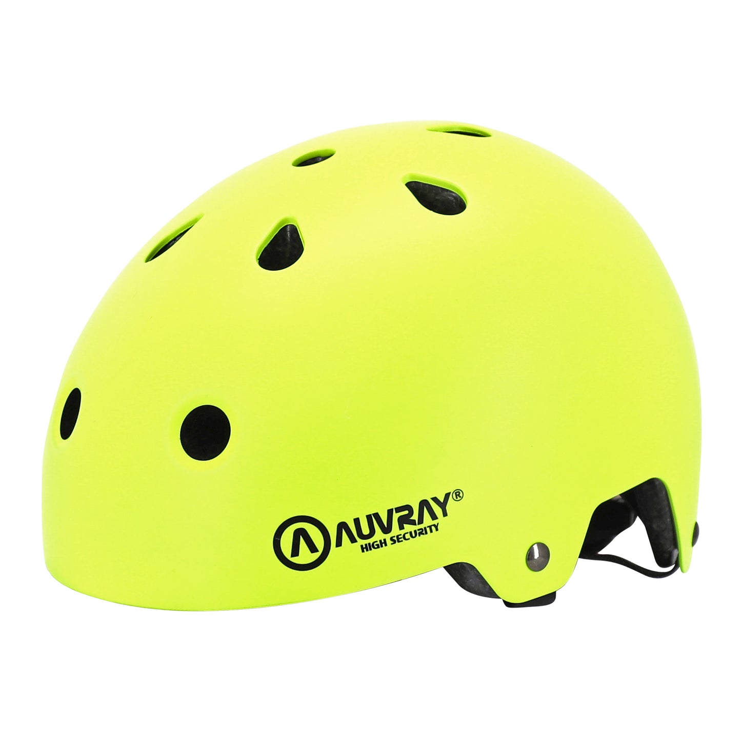 Auvray urban adult cycling helmet fluorescent yellow with integrated light on adjustable dial