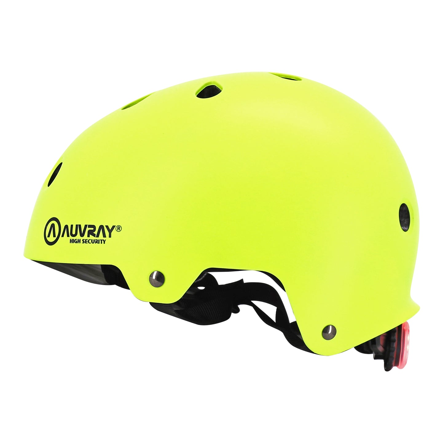 Auvray urban adult cycling helmet fluorescent yellow with integrated light on adjustable dial