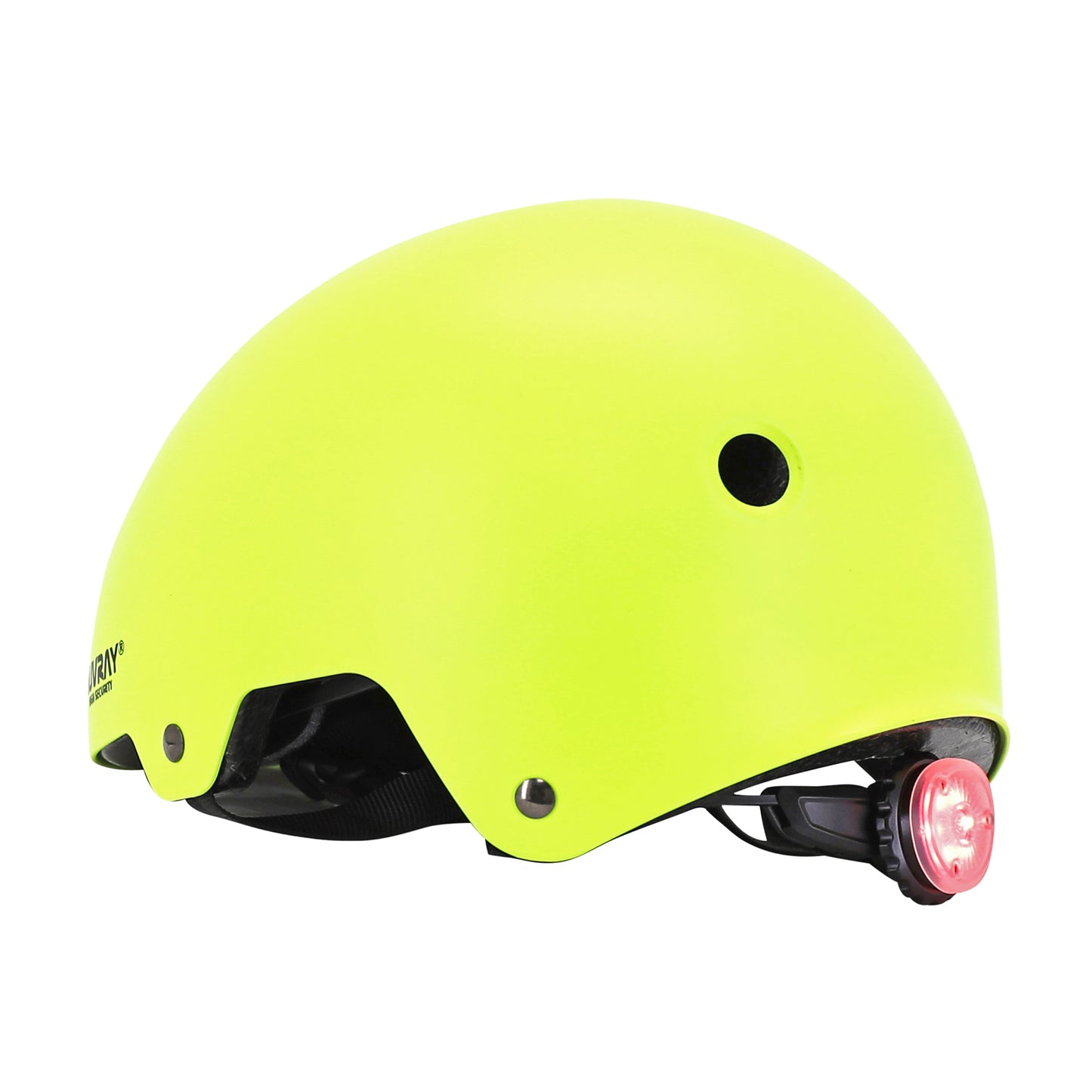 Auvray urban adult cycling helmet fluorescent yellow with integrated light on adjustable dial