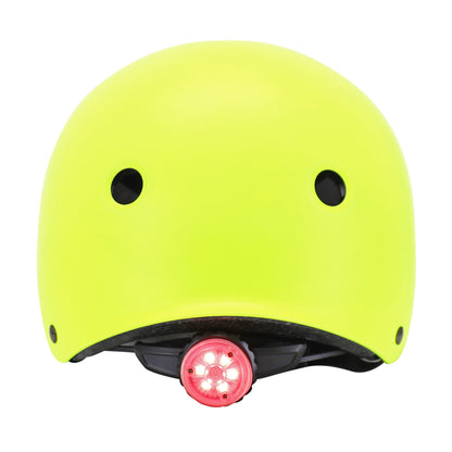 Auvray urban adult cycling helmet fluorescent yellow with integrated light on adjustable dial