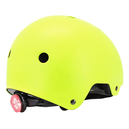 Auvray urban adult cycling helmet fluorescent yellow with integrated light on adjustable dial