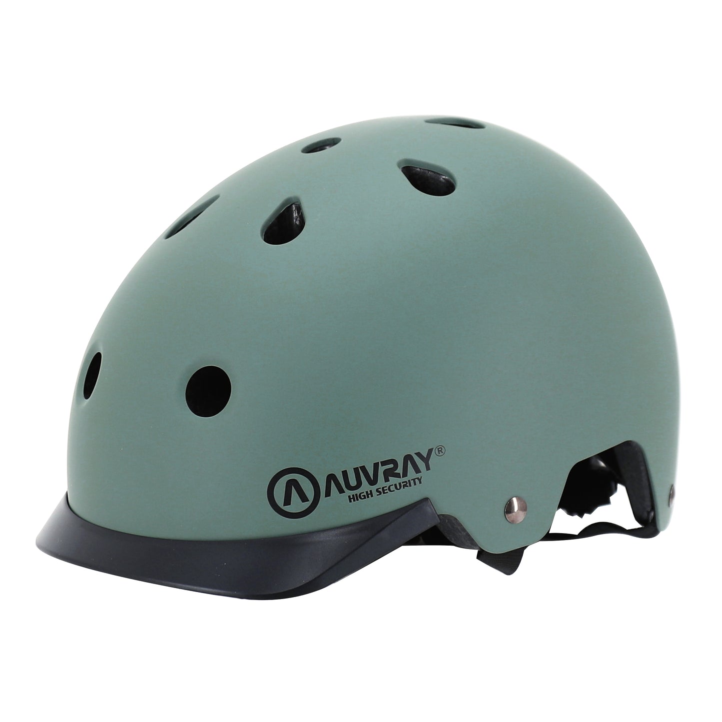 Auvray urban khaki adult cycling helmet with integrated light on adjustable dial