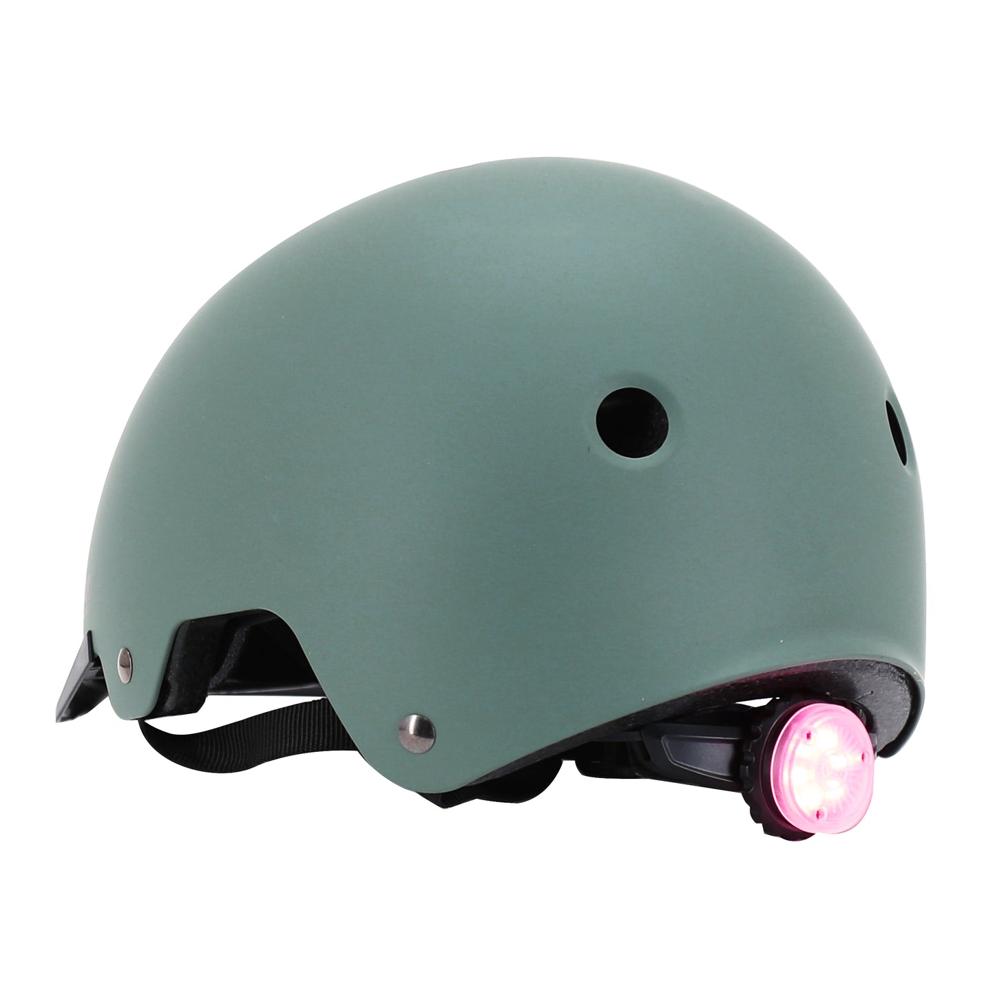 Auvray urban khaki adult cycling helmet with integrated light on adjustable dial