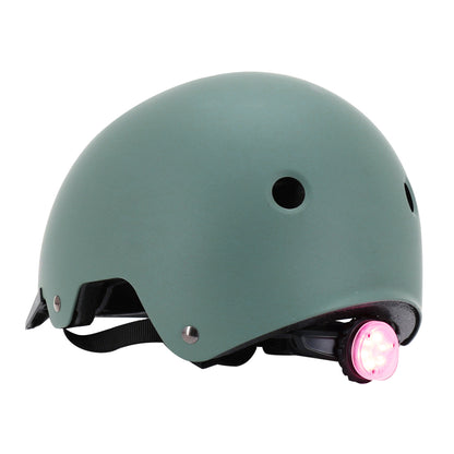 Auvray urban khaki adult cycling helmet with integrated light on adjustable dial
