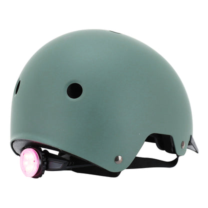 Auvray urban khaki adult cycling helmet with integrated light on adjustable dial