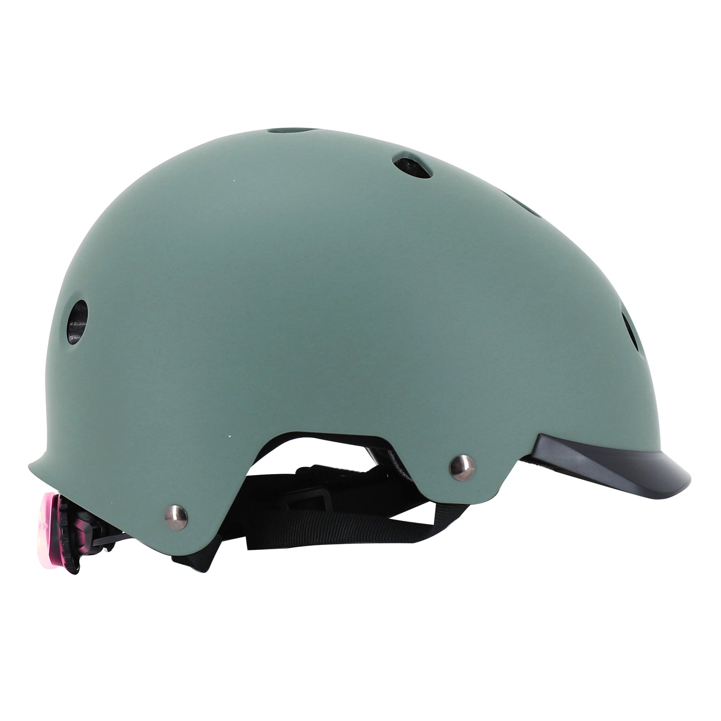Auvray urban khaki adult cycling helmet with integrated light on adjustable dial