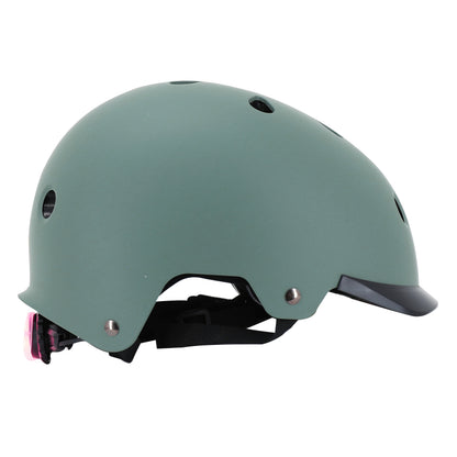 Auvray urban khaki adult cycling helmet with integrated light on adjustable dial