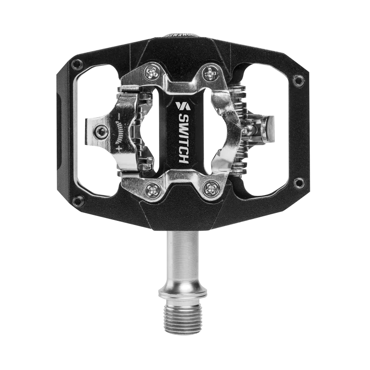 Pédale gravel VTT plate auto Switch alu CNC noir 85x70