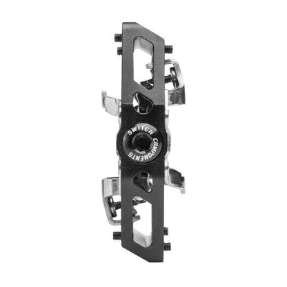 Pédale gravel VTT plate auto Switch alu CNC noir 90x90