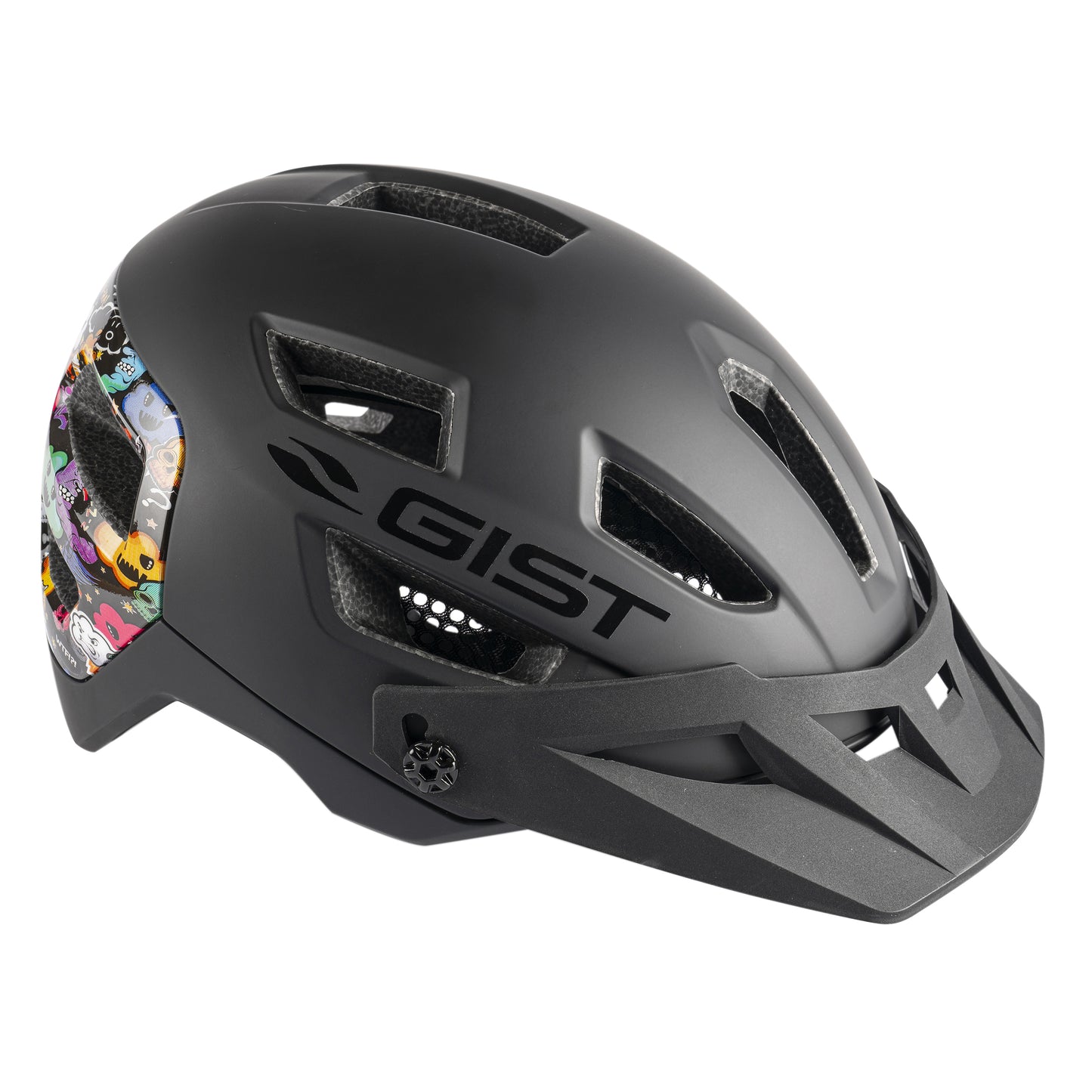 Gist Mountain Bike Adult Helmet, Black Rear Monsters Covering Decor, In-Mold