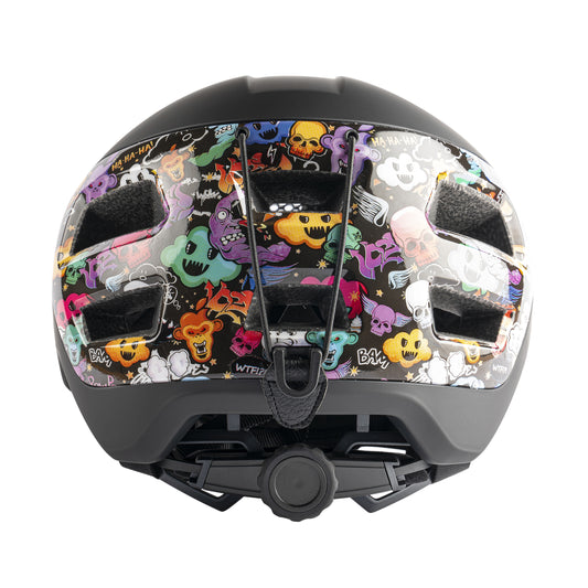 Gist Mountain Bike Adult Helmet, Black Rear Monsters Covering Decor, In-Mold