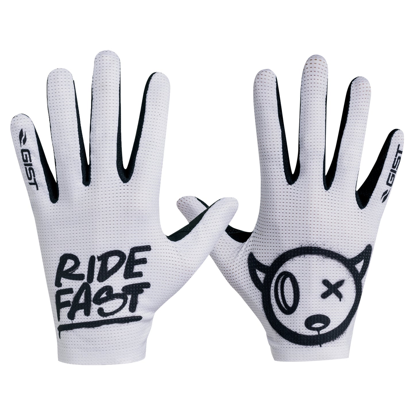 Gants vélo VTT long Gist Faster Ride Fast blanc tactile