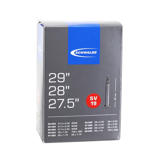 Chambre à air vélo 27.5-29 x 2.00-2.40 et 700x38 Schwalbe valve presta obus démontable 60mm tout alu (sv19)